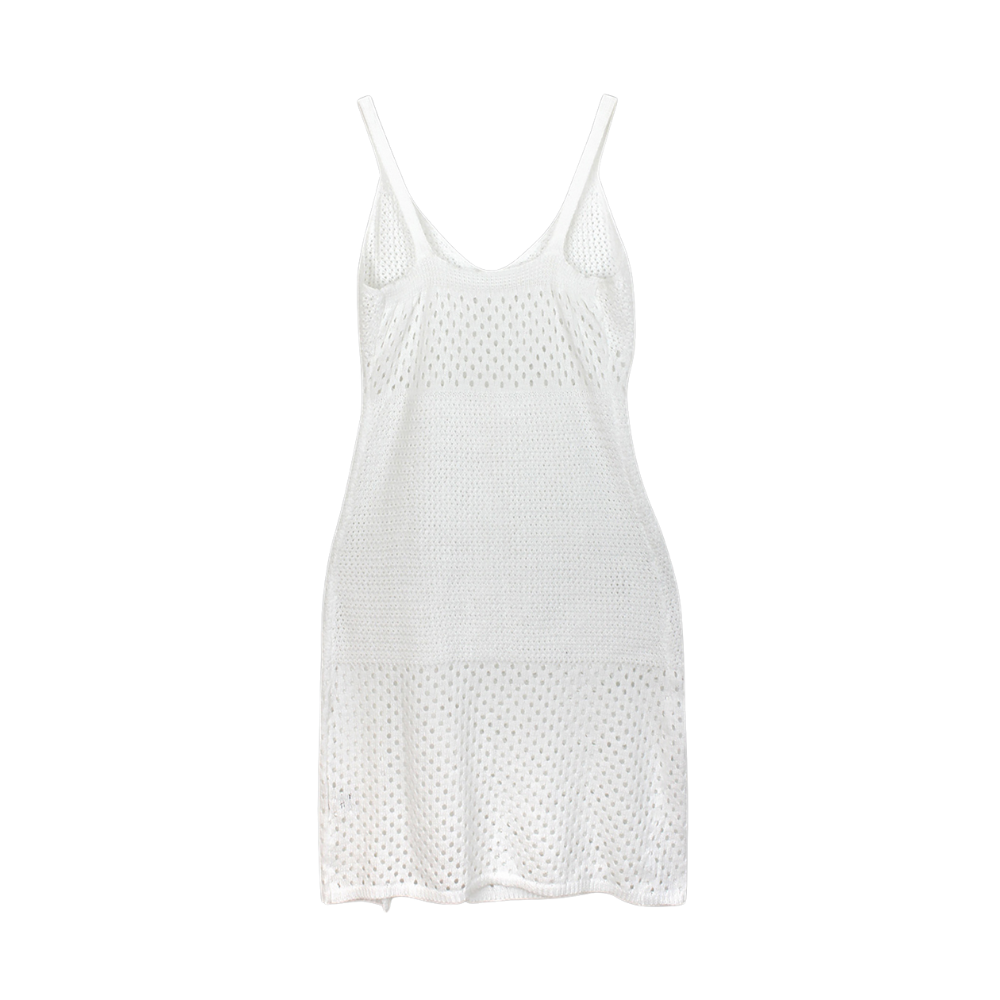 Women’s White Crochet Knit Midi Dress – Summer Sleeveless Beach Dress