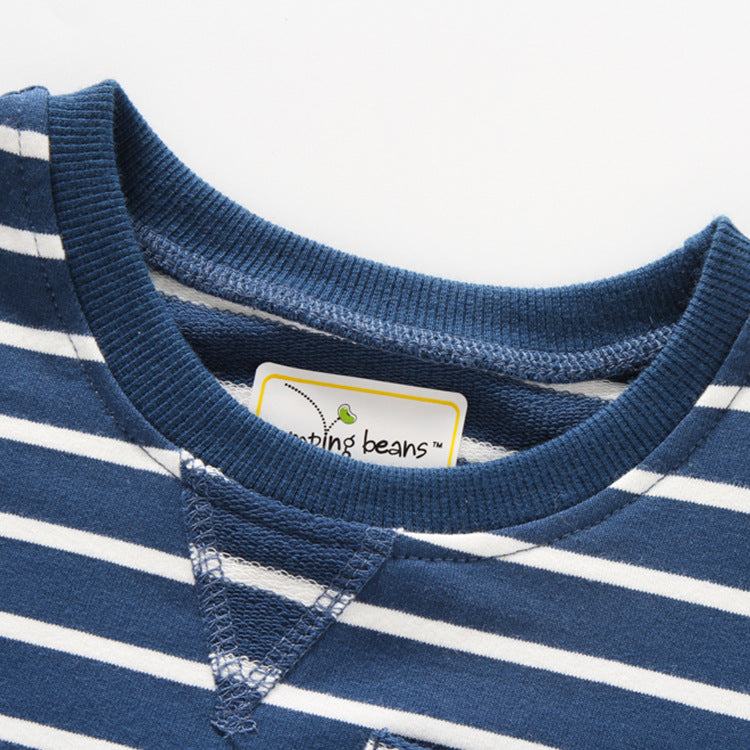 Boys Striped T-Shirt & Shorts Set – Summer Outfit with Pocket Tee