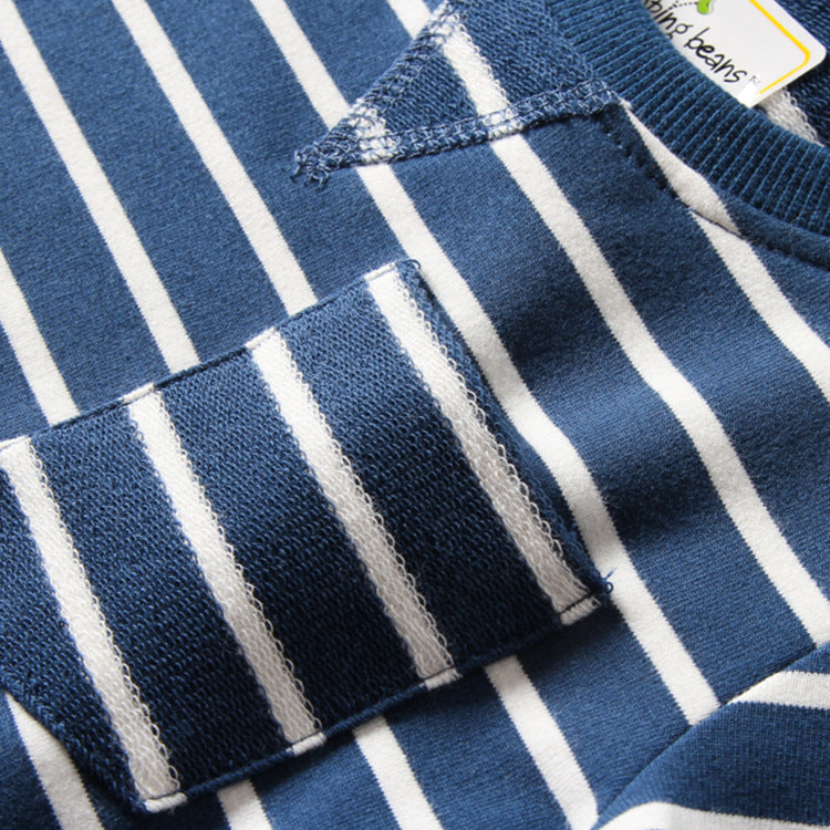 Boys Striped T-Shirt & Shorts Set – Summer Outfit with Pocket Tee