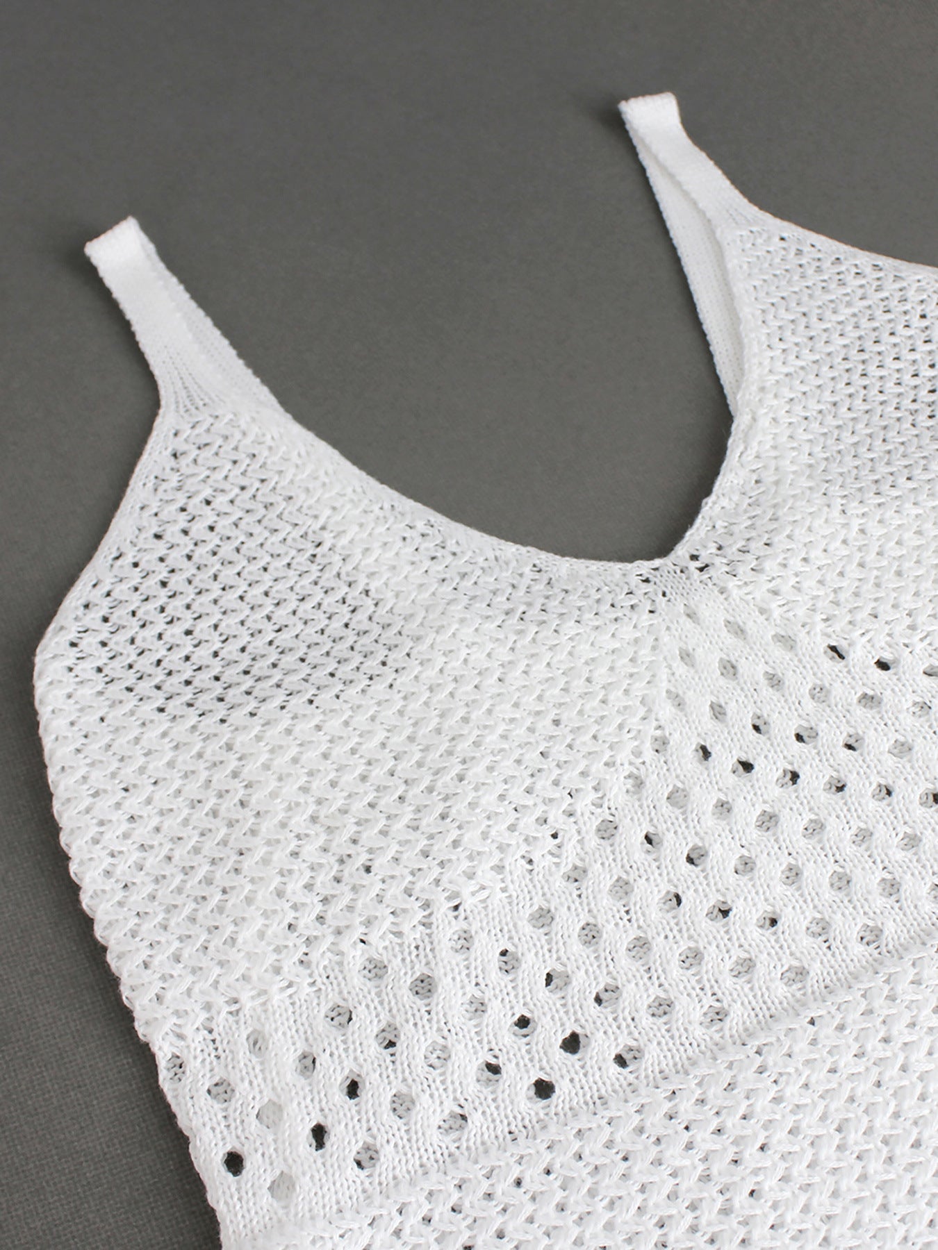 Women’s White Crochet Knit Midi Dress – Summer Sleeveless Beach Dress